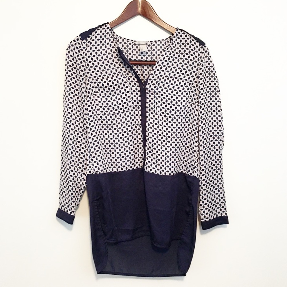 H&M Geometric Floral High Los Contrast Tunic